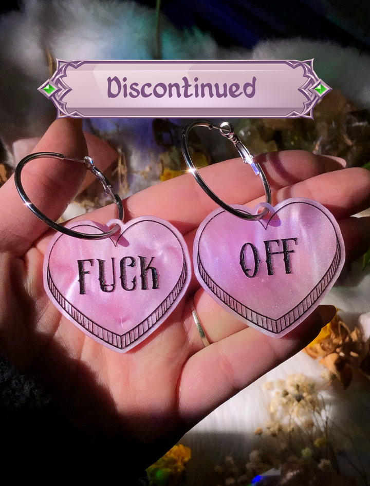 "Fuck Off" Heart Hoop Earrings PREORDER