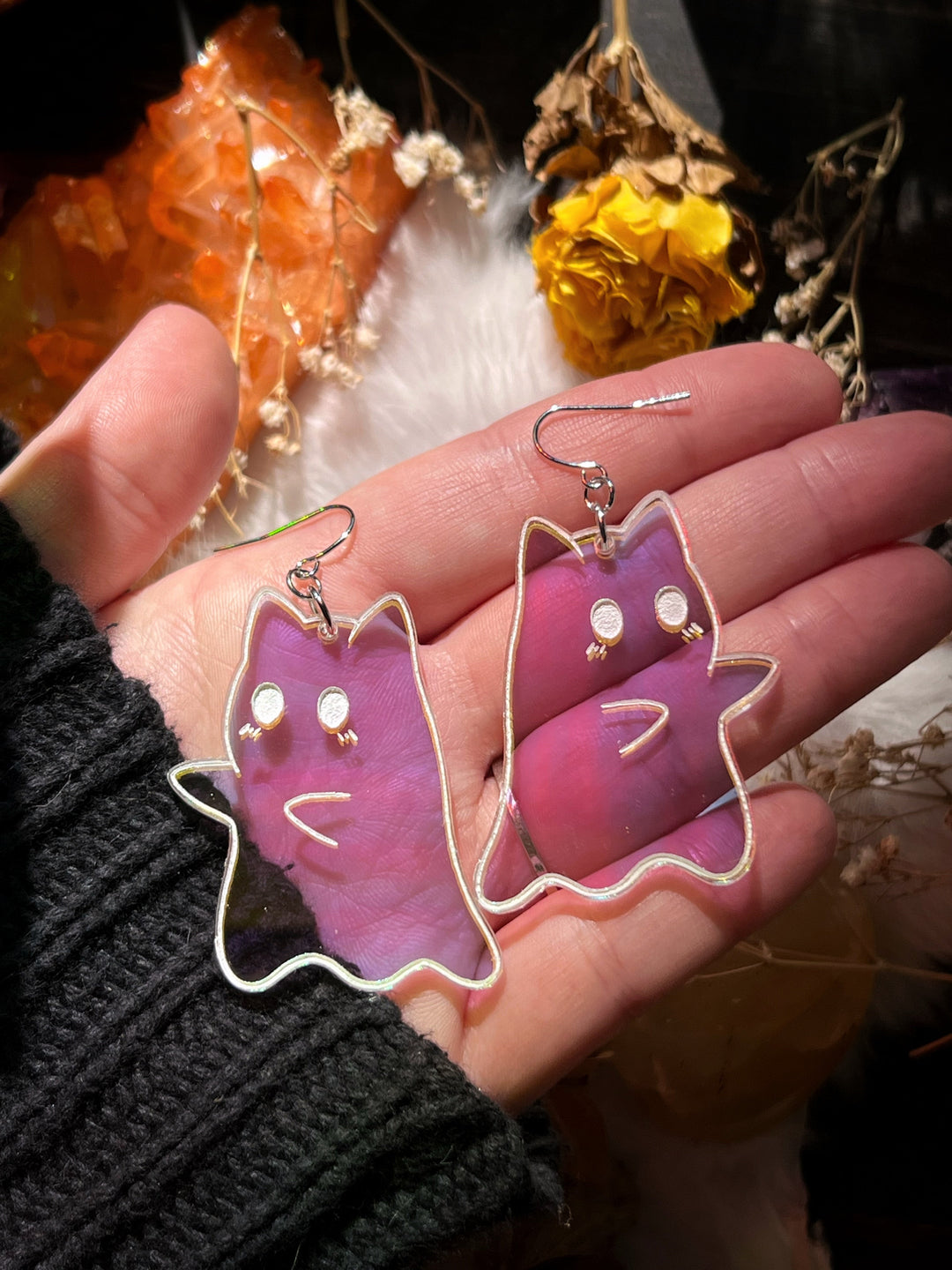 Ghost Kitty Earrings (Style 2)