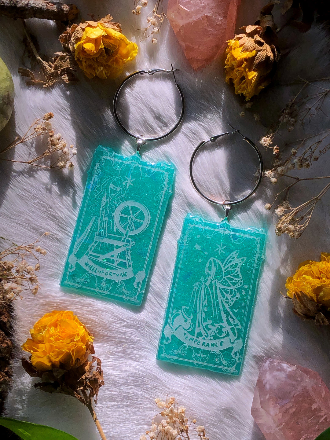 Blue Tarot Card Earrings