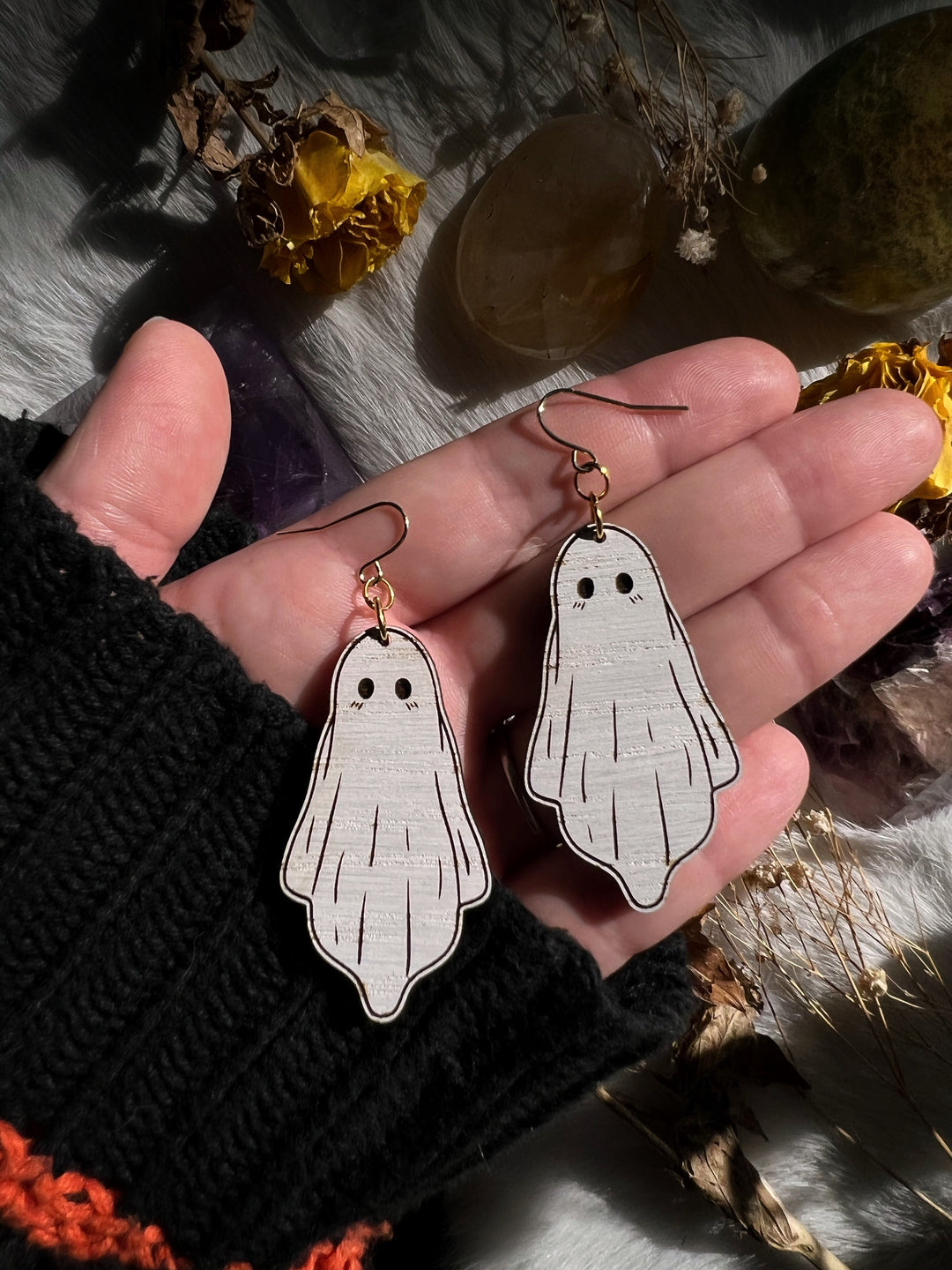 Wood Ghost Earrings