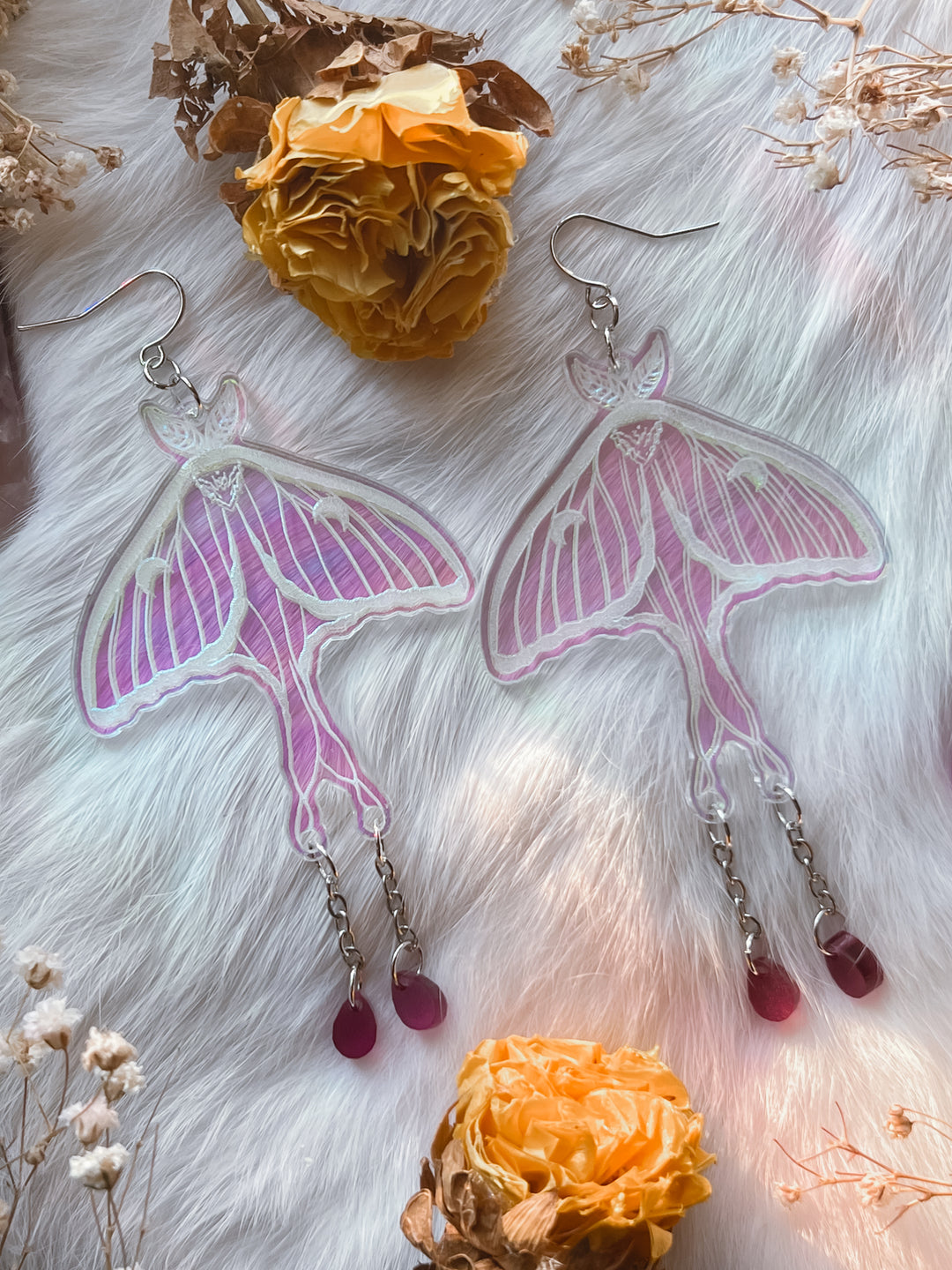 Iridescent Luna Moth Earrings