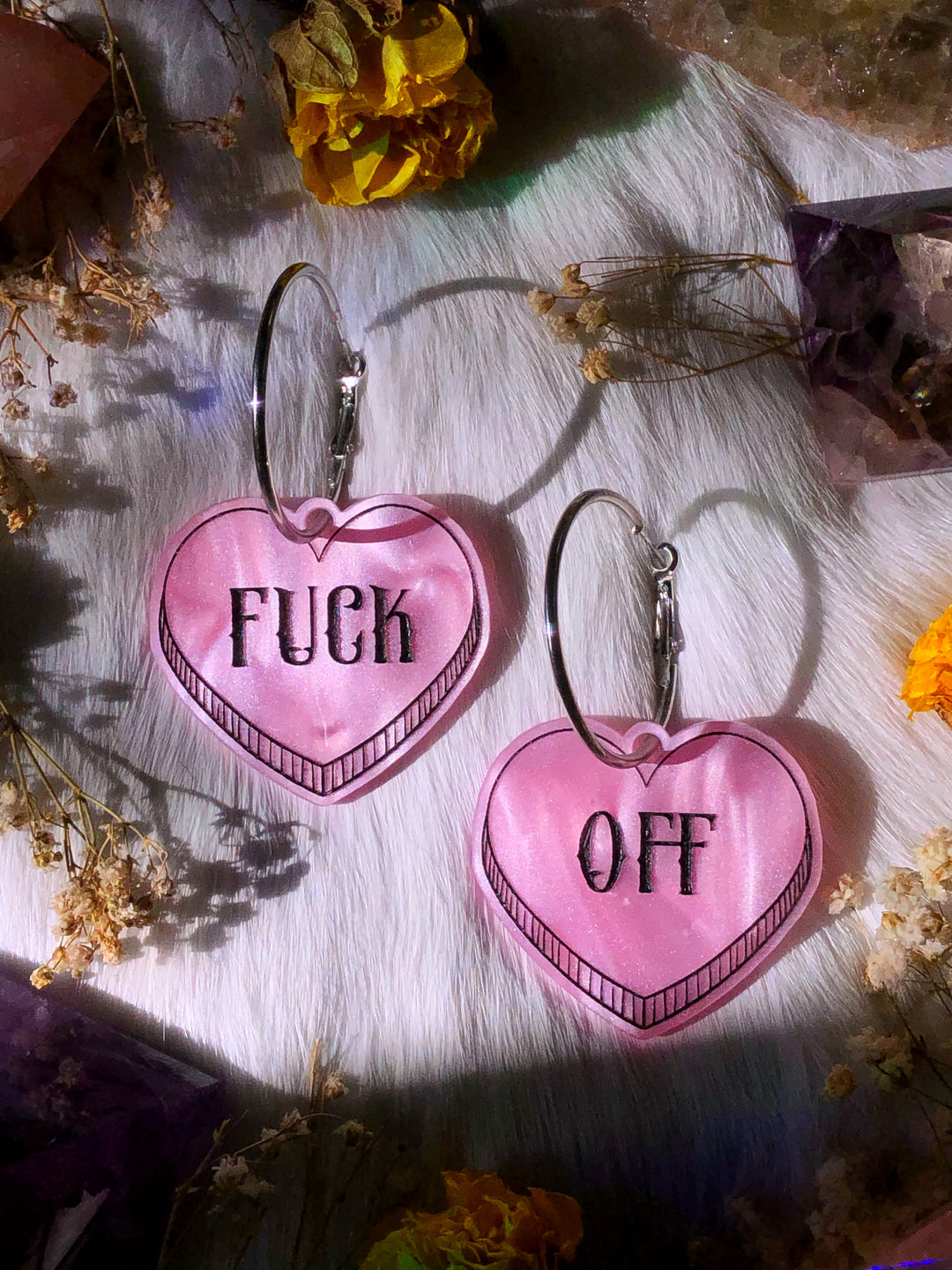 "Fuck Off" Heart Hoop Earrings PREORDER