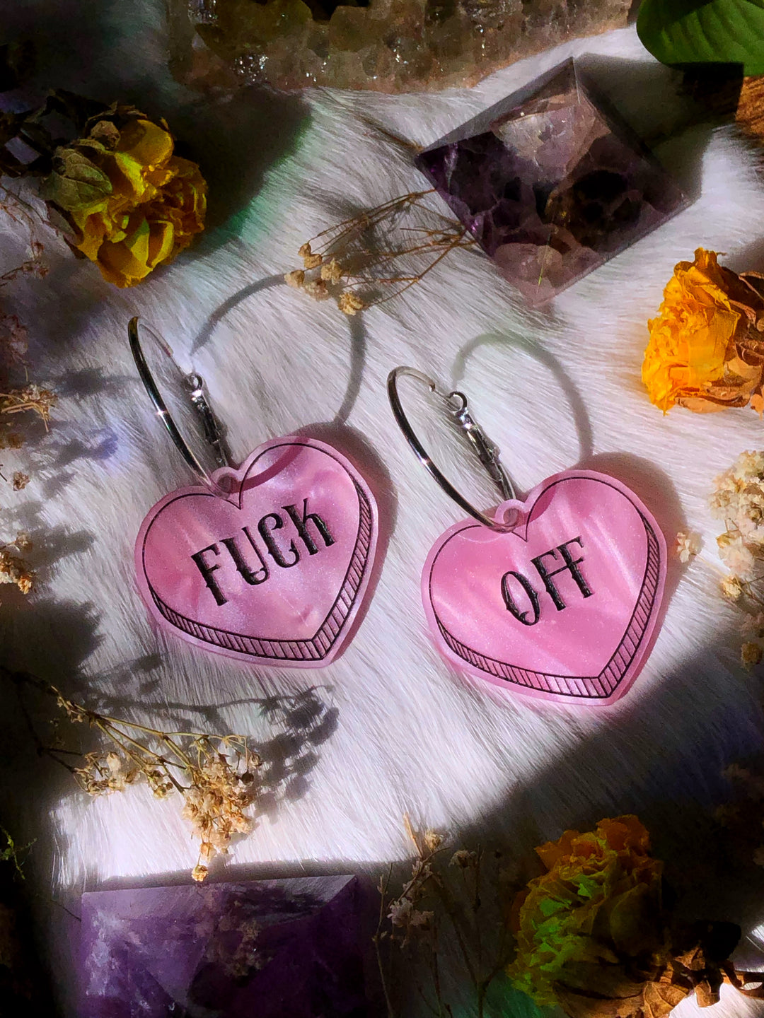 "Fuck Off" Heart Hoop Earrings PREORDER