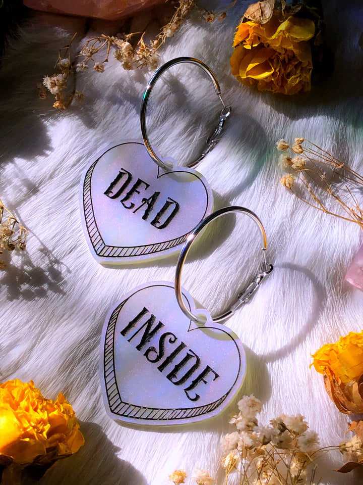 "Dead Inside" Heart Hoop Earrings