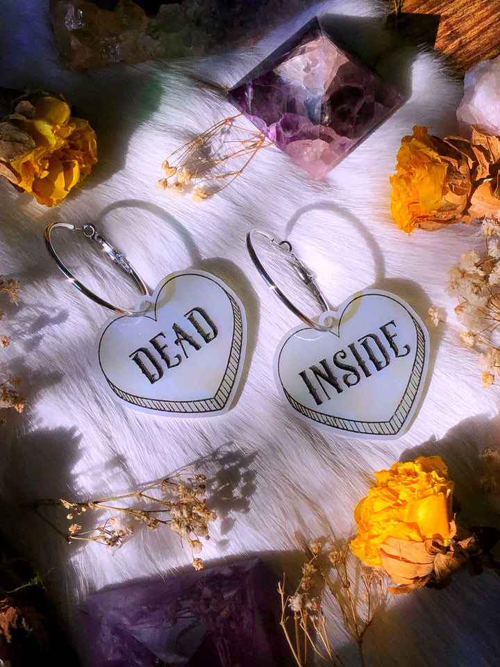 "Dead Inside" Heart Hoop Earrings
